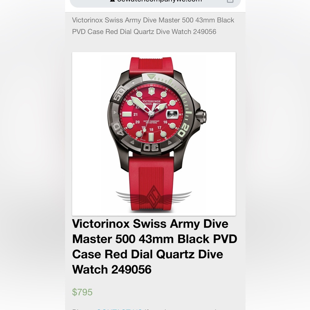 Dive Master 500 Quartz Victorinox Swiss Army DiveRed Dial QuartzDiveWatch249056.